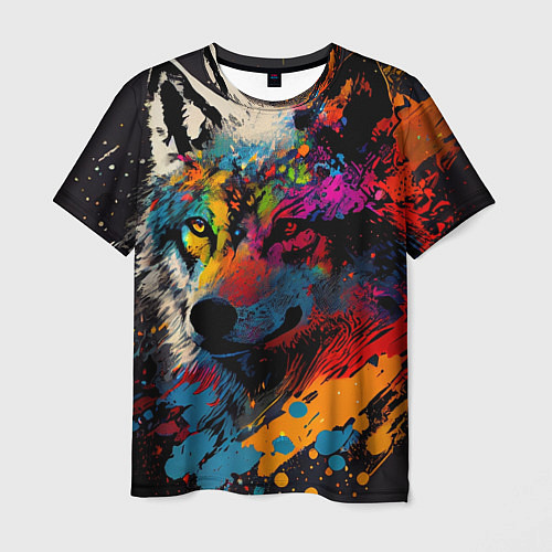 Мужская футболка Волк, яркие цвета / 3D-принт – фото 1