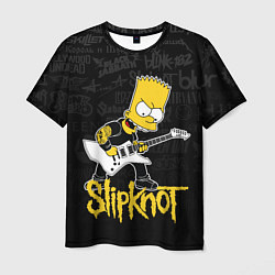 Футболка мужская Slipknot Барт Симпсон рокер логотипы, цвет: 3D-принт