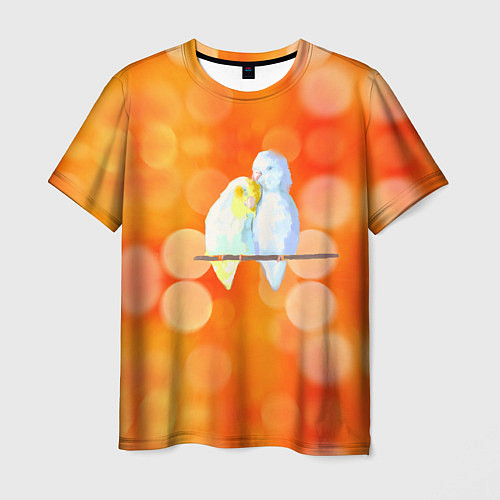 Мужская футболка Пара влюбленных попугаев / 3D-принт – фото 1