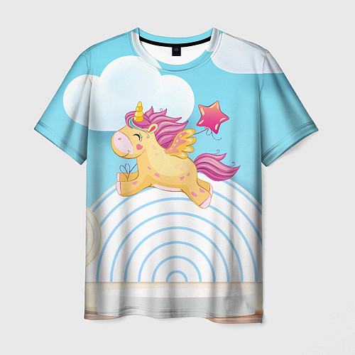 Мужская футболка Единорог со звездочкой / 3D-принт – фото 1