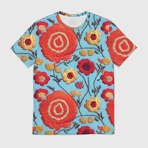 Мужская футболка Эффект вышивки маки / 3D-принт – фото 1