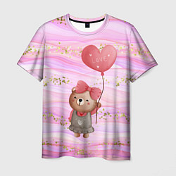 Футболка мужская Мишка с шариком Love, цвет: 3D-принт