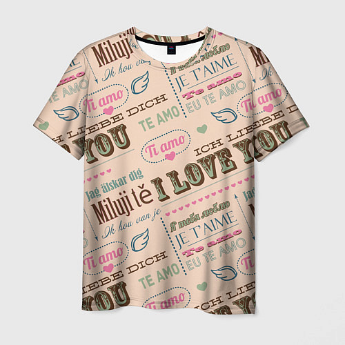 Мужская футболка Ретро дизайн про любовь / 3D-принт – фото 1