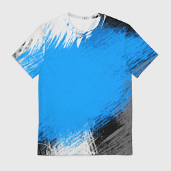 Футболка мужская Абстрактный пятнистый черно-синий узор, цвет: 3D-принт