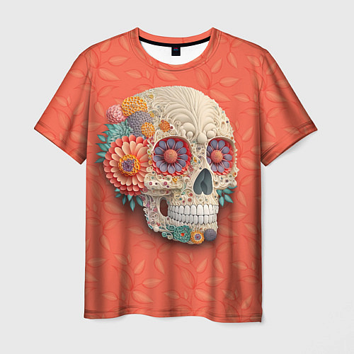 Мужская футболка Череп в стиле квиллинга / 3D-принт – фото 1