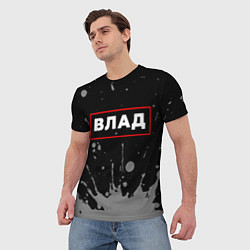 Футболка мужская Влад - в красной рамке на темном, цвет: 3D-принт — фото 2