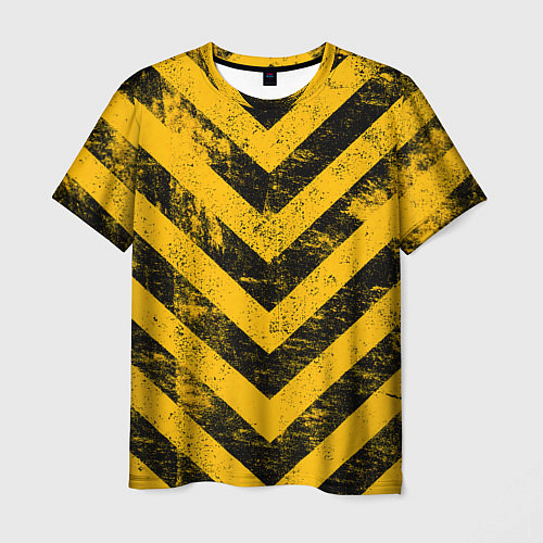 Мужская футболка WARNING - желто-черные полосы / 3D-принт – фото 1