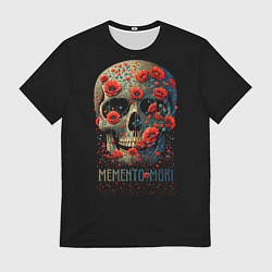 Футболка мужская Череп c маками: Помни о смерти, цвет: 3D-принт