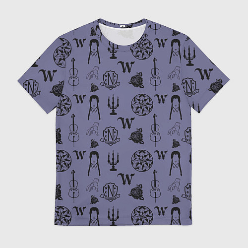 Мужская футболка Паттерн Уэнсдей / 3D-принт – фото 1