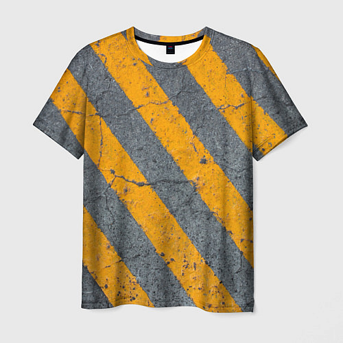 Мужская футболка Желтые полосы на бетоне / 3D-принт – фото 1