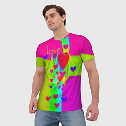 Футболка мужская Love сердечки, цвет: 3D-принт — фото 2