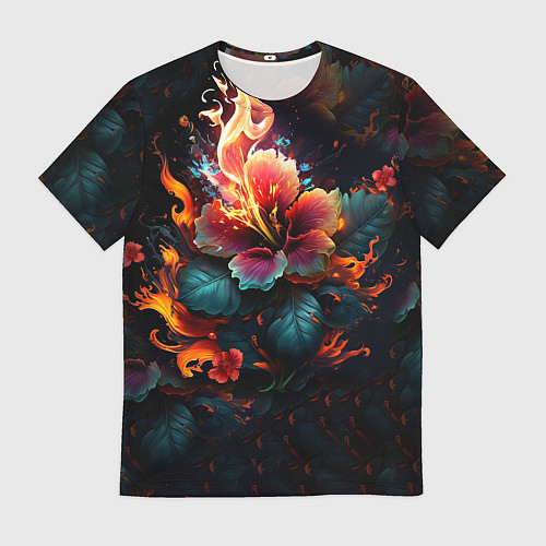 Мужская футболка Огненный цветок на темном фоне / 3D-принт – фото 1