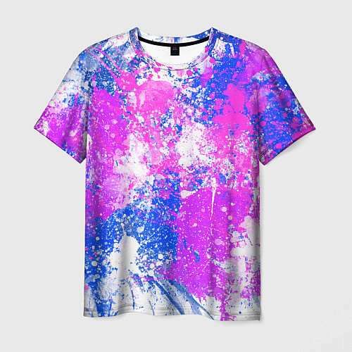 Мужская футболка Разбрызганная фиолетовая краска - светлый фон / 3D-принт – фото 1