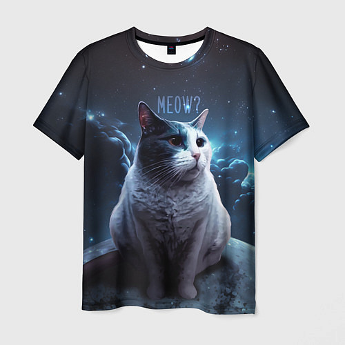 Мужская футболка Мемный кот в космосе / 3D-принт – фото 1