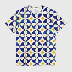 Мужская футболка Бело-синяя лепестковая текстура