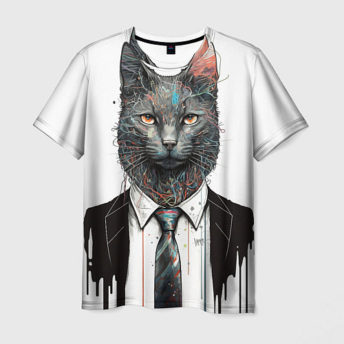 Мужская футболка Кот в костюме с галстуком / 3D-принт – фото 1