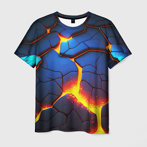 Мужская футболка Яркая неоновая лава, разломы / 3D-принт – фото 1