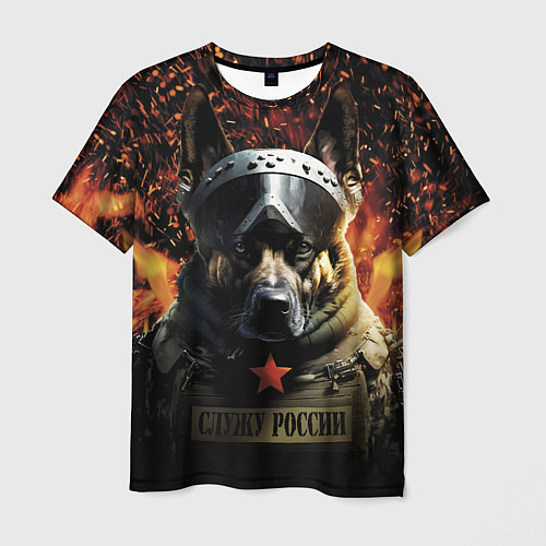 Мужская футболка Овчарка солдат / 3D-принт – фото 1