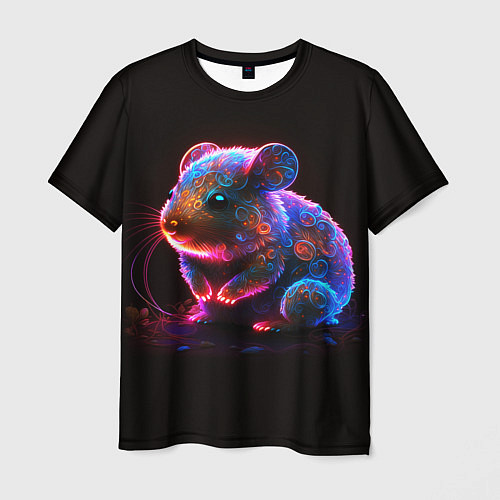 Мужская футболка Неоновый хомячок / 3D-принт – фото 1