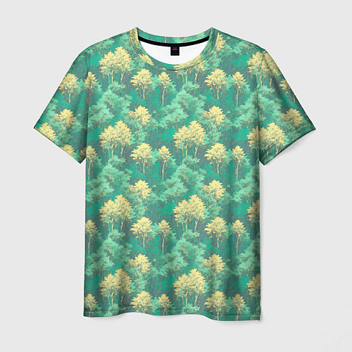 Мужская футболка Камуфляж деревья двуцветный / 3D-принт – фото 1
