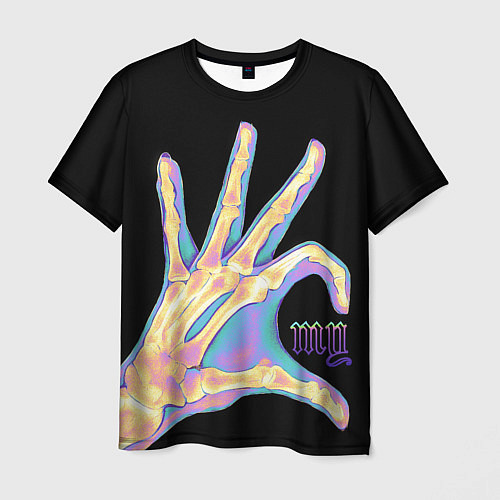 Мужская футболка Сердечко левой рукой - неоновый рентген / 3D-принт – фото 1