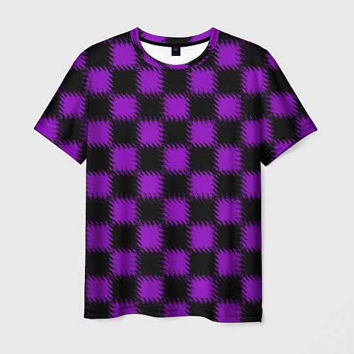 Мужская футболка Фиолетовый черный узор Шахматка / 3D-принт – фото 1