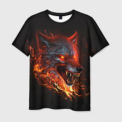 Футболка мужская Огненный злой волк с красными глазами, цвет: 3D-принт