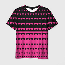 Футболка мужская Черные и розовые сердца узор, цвет: 3D-принт