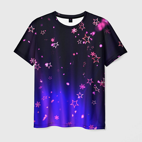 Мужская футболка Звездочки в неоновой подсветке / 3D-принт – фото 1