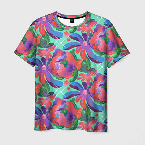 Мужская футболка Цветочный паттерн арт / 3D-принт – фото 1