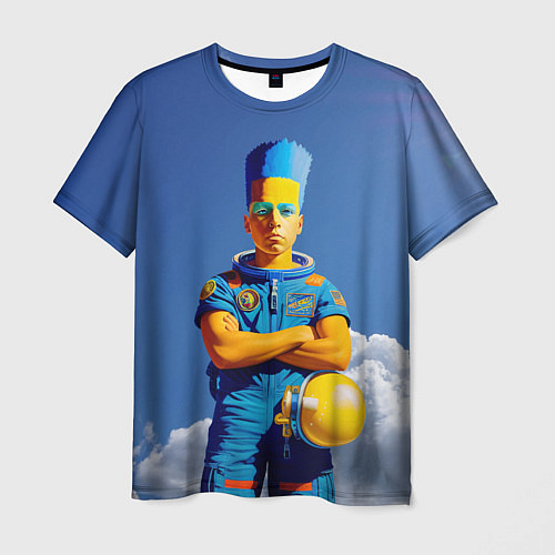 Мужская футболка Барт Симпсон - космический мальчик - нейросеть / 3D-принт – фото 1