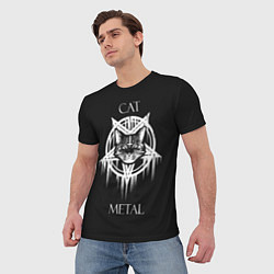 Футболка мужская Cat metal, цвет: 3D-принт — фото 2