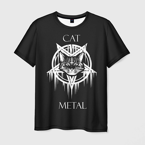 Мужская футболка Cat metal / 3D-принт – фото 1