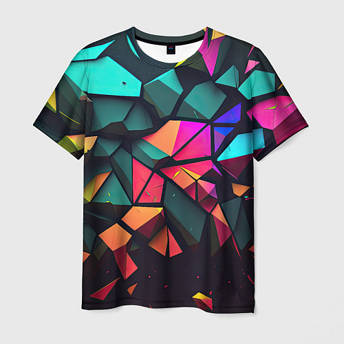 Мужская футболка Неоновые абстрактные камушки / 3D-принт – фото 1