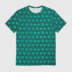 Футболка мужская Паттерн элементали под анемо, цвет: 3D-принт