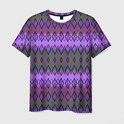 Футболка мужская Серо-фиолетовый этнический геометрический узор, цвет: 3D-принт