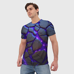 Футболка мужская Неоновые трещины - яркая лава, цвет: 3D-принт — фото 2