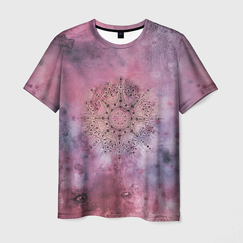 Мужская футболка Мандала гармонии, фиолетовая, космос / 3D-принт – фото 1