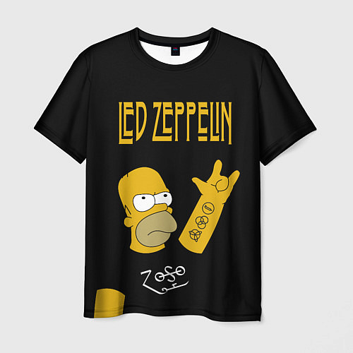 Мужская футболка Led Zeppelin Гомер Симпсон рокер / 3D-принт – фото 1