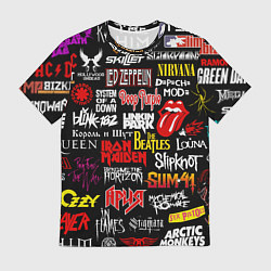 Мужская футболка Логотипы рок групп цветные