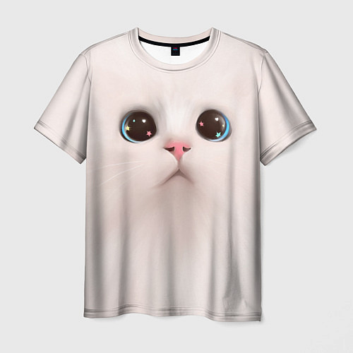 Мужская футболка Милый кот с большими глазами / 3D-принт – фото 1