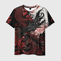 Мужская футболка Красный Irezumi узор