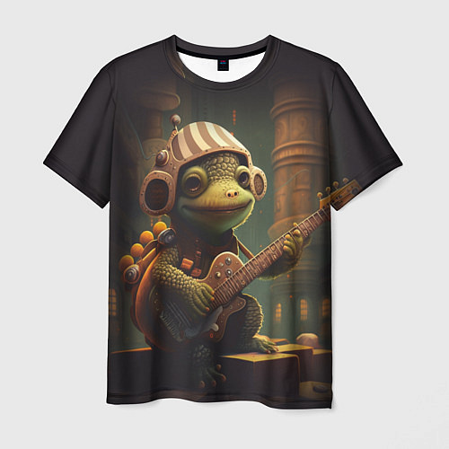 Мужская футболка Милое существо в шапочке и с гитарой / 3D-принт – фото 1