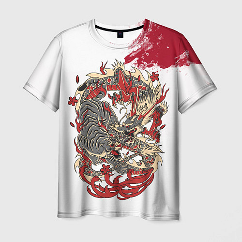 Мужская футболка Дракон и Тигр / 3D-принт – фото 1
