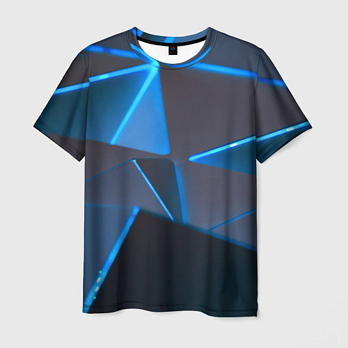 Мужская футболка Неоновые грани абстракции / 3D-принт – фото 1