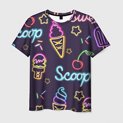Футболка мужская Неоновые надписи sweet scoop, цвет: 3D-принт