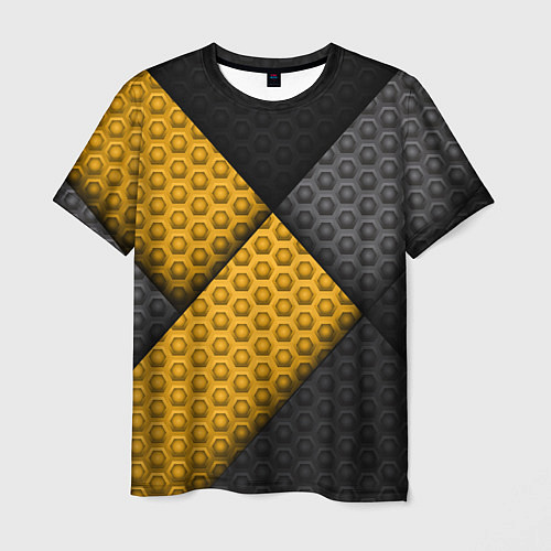 Мужская футболка Желтая текстурная линия / 3D-принт – фото 1