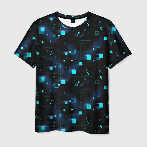 Мужская футболка Светящиеся неоновые квадраты / 3D-принт – фото 1