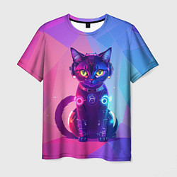 Футболка мужская Кибер кошка, цвет: 3D-принт