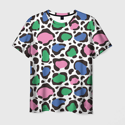Мужская футболка Леопардовые пятна ярких цветов / 3D-принт – фото 1
